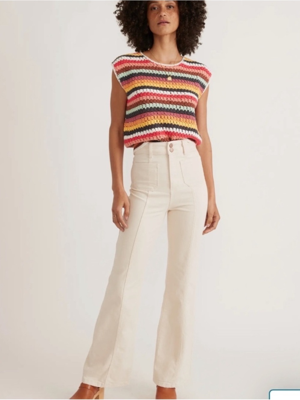 Western Retro Marine layer Archive Flare Jeans in Ecru White Size 2